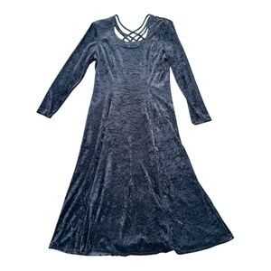 Vintage 1990s Y2K Velour Black Brett Alixander Dress Size L / XL